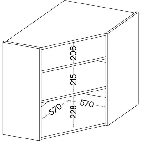 Mobile alto ad angolo - MODENA - 89 x 89 cm - Rovere artigianale e nero opaco - CUISINIER