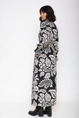 MOKI-B | Abito lungo fantasia foglie