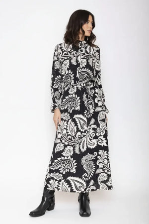 MOKI-B | Abito lungo fantasia foglie