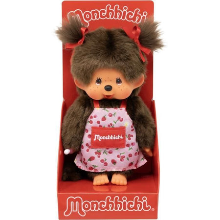 Peluche Scimmia - BANDAI - Grembiule Fiore Monchhichi - 20 cm