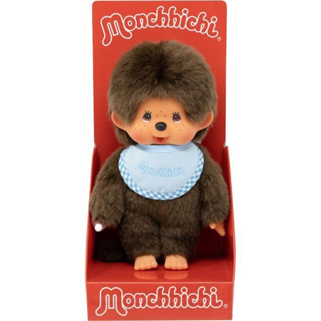 Peluche Scimmia - BANDAI - Monchhichi Bavaglino Azzurro Cielo - 20 cm