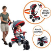 MONDO Triciclo evolutivo convertible y plegable con asiento giratorio - On & Go Moovi Explore - Rojo - 12 meses y más