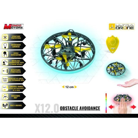Dron radiocontrolado - Mondo Motors - Sensores de obstáculos - Ultradrone X12 Evita obstáculos - Diámetro 12cm