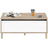 Tavolino sollevabile MORPHOS - L 100 x P 50 x H 43,6 cm - Rettangolare - Decoro Bianco / Rovere - PARISOT