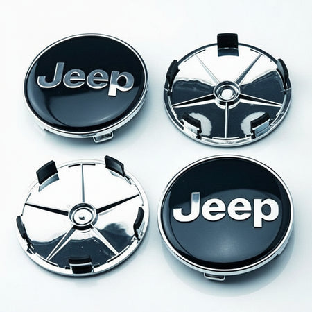 SET 4 Tappi Coprimozzo JEEP 68mm Compatibile Renegade Compass Wrangler Cerchi in Lega Auto Tuning