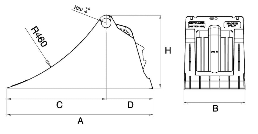Cuneo ferma ruota grande Ø 460mm carico statico asse 10.000kg