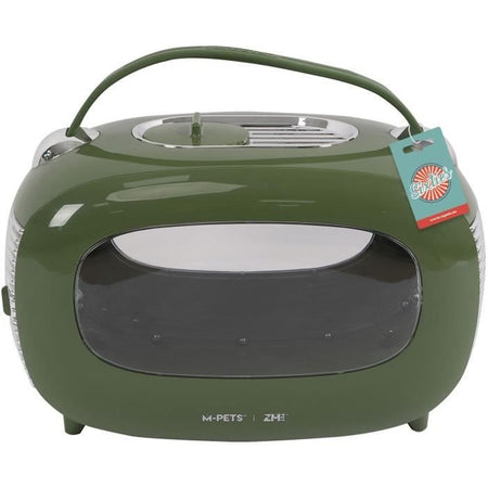 Box trasporto - M PETS - SIXTIES Classic - Maniglia - Tracolla - Apertura laterale - 5 kg max - Verde