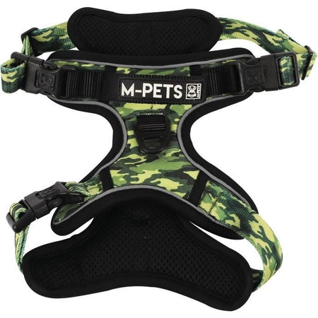 Pettorina - M PETS - HIKING - Camouflage S - Tessuto imbottito - Clip di sicurezza - Maniglia - Guinzaglio posteriore/anteriore