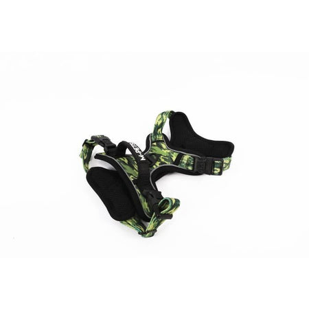 Pettorina - M PETS - HIKING - Camouflage M - Tessuto imbottito - Clip di sicurezza - Maniglia - Guinzaglio posteriore/anteriore