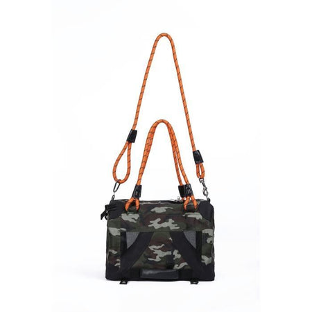 Borsa da trasporto - M PETS - REMIX 2 in 1 Camouflage & Orange - 41 x 28 x 28 cm - Pieghevole - Leggera - Cintura a pettorina