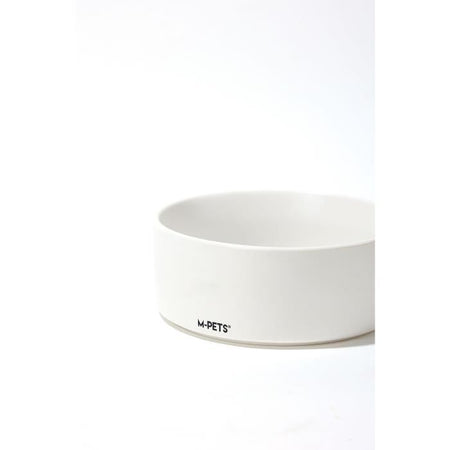 Ciotole in ceramica con supporto in bambù 2x350 ml - Mpets - OPERA - Bianco