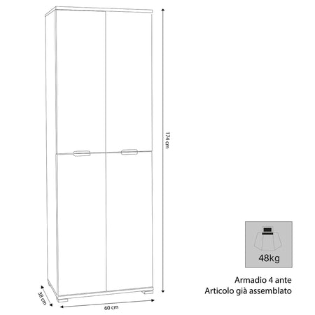 LOLLO - armadio 4 ante Marrone chiaro
