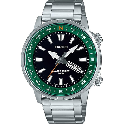 Casio Collection - Orologio da polso da uomo al quarzo Casual bracciale e cassa in Acciaio INOX di colore Grigio display analogico nero MTD-130D-1A3VDF