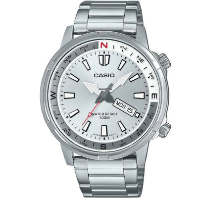 Orologio da uomo Casio Standard Analogico in acciaio inossidabile con quadrante argentato al quarzo MTD-130D-7AVDF 100M