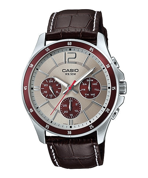 CASIO COLLECTION Mod. MULTIFUNCTION CALENDAR. LEATHER - TWO TONES