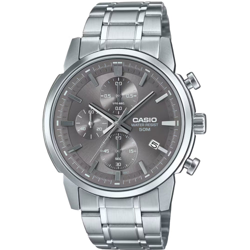 Orologio da uomo Casio Standard Analog Cronografo in acciaio inossidabile con quadrante grigio al quarzo MTP-E510D-8AVDF
