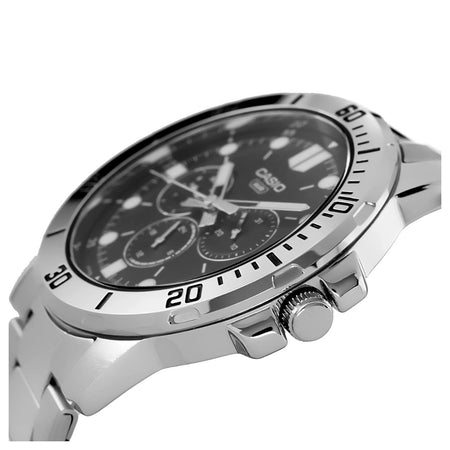 Casio MTP-VD300D-1E-Orologio al quarzo con quadrante nero e bracciale in acciaio