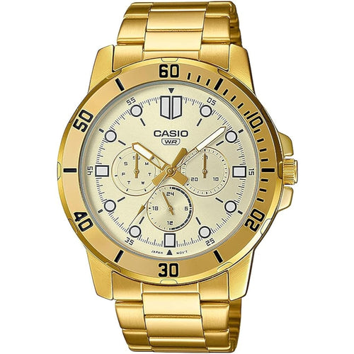 Orologio da uomo Casio Enticer in acciaio inossidabile con quadrante giallo analogico - MTP-VD300G-9AUDF