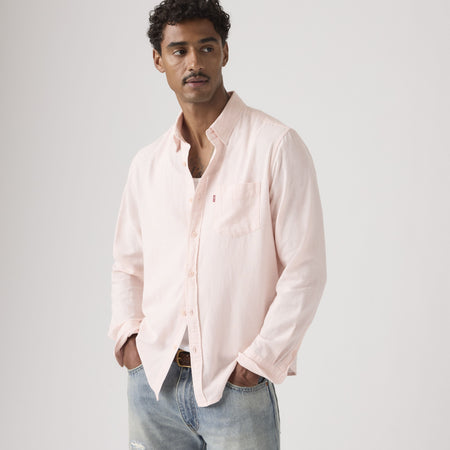 Levi's Camicia Uomo Sunset Pocket Rosa in Lino e Cotone Standard Fit 857460198