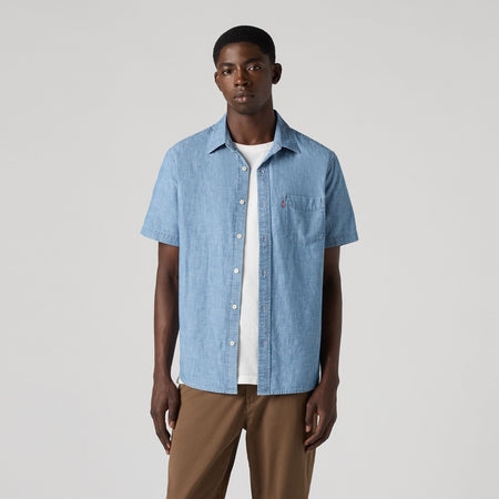Levi's Camicia Uomo Sunset One Pocket Blu Chambray Manica Corta Cotone 866240062