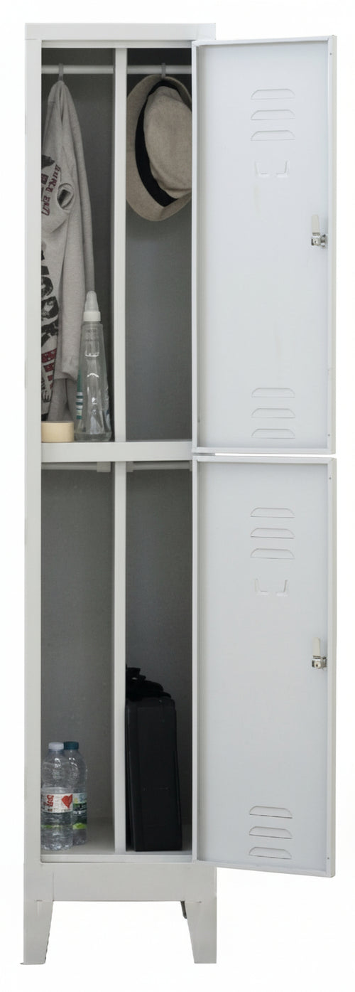 Armadietto metallico con tramezza sporco/pulito sovrapposto multispogliatoio a 2 posti cm. 36x50x180h