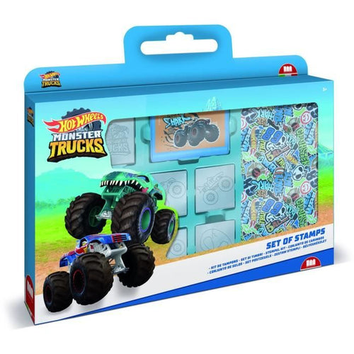 Scatola per timbri - MULTIPRINT - 7143 - Hot Wheels - 7 timbri in legno e lattice, pennarelli Giotto, album da colorare