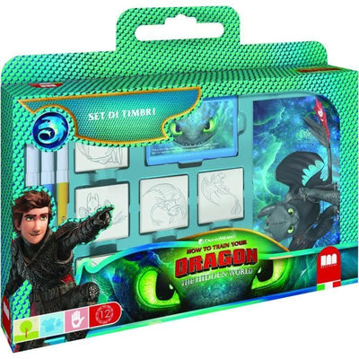 Scatola per timbri - MULTIPRINT - 7888 - Drago - 7 timbri in legno e lattice, pennarelli Giotto, album da colorare