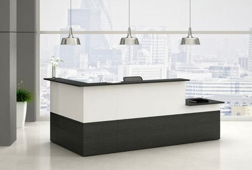 Reception in melaminico verniciato ad angolo per ufficio cm. 296x156x117h