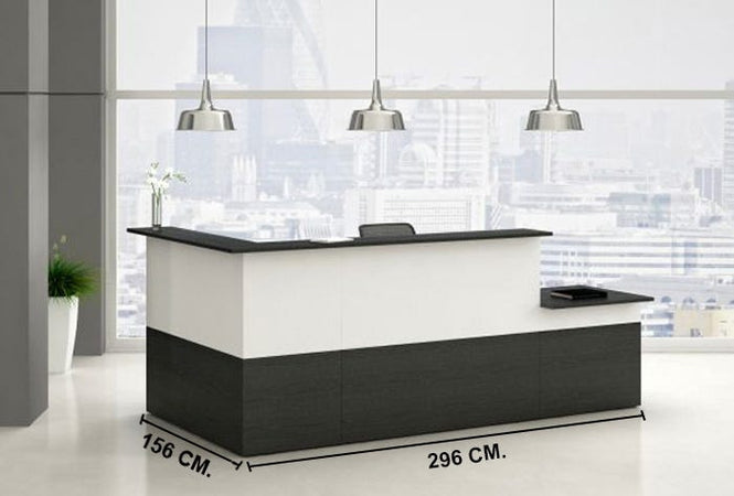 Reception in melaminico verniciato ad angolo per ufficio cm. 296x156x117h