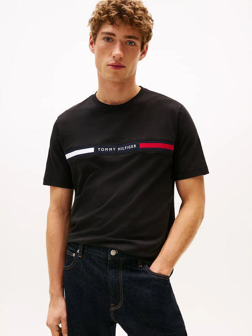 T-shirt uomo Tommy Hilfiger nera con logo e fascia iconica – Cotone regular fit MW0MW36498BDS