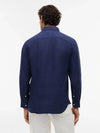 Camicia uomo Tommy Hilfiger in lino regular fit blu MW0MW41530