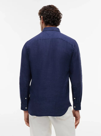 Camicia uomo Tommy Hilfiger in lino regular fit blu MW0MW41530