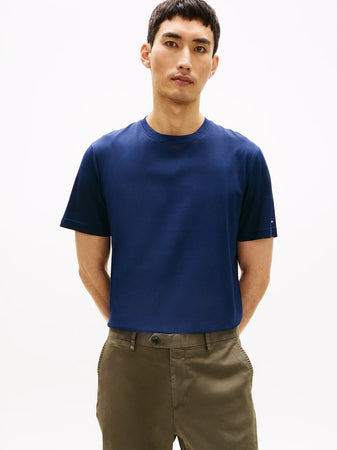 Tommy Hilfiger T-shirt uomo in cotone mercerizzato Smart Casual blu regular fit