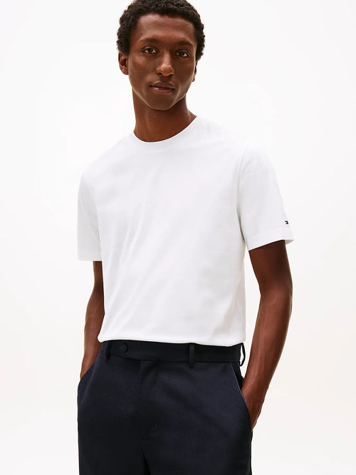 Tommy Hilfiger T-shirt uomo in cotone mercerizzato Smart Casual bianca regular fit