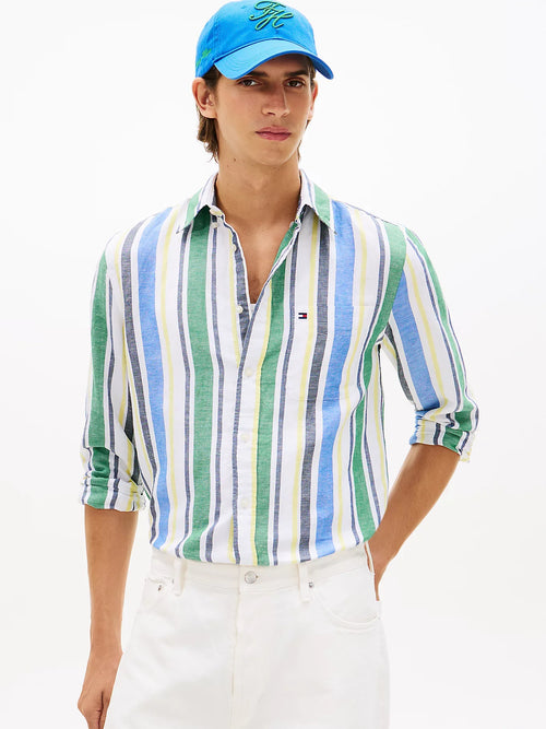 Camicia uomo Tommy Hilfiger in lino e cotone a righe – Regular fit MW0MW424540CD