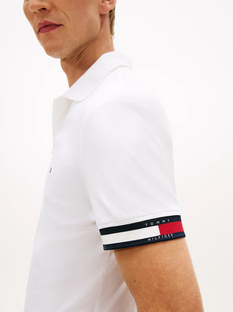 Tommy Hilfiger polo uomo slim fit in cotone interlock bianca con logo