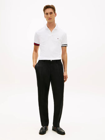 Tommy Hilfiger polo uomo slim fit in cotone interlock bianca con logo
