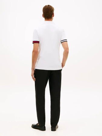 Tommy Hilfiger polo uomo slim fit in cotone interlock bianca con logo