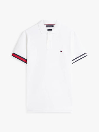 Tommy Hilfiger polo uomo slim fit in cotone interlock bianca con logo