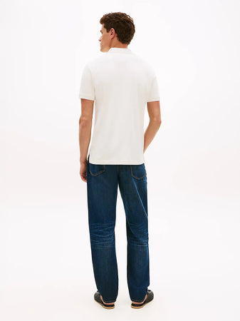 Tommy Hilfiger polo uomo in cotone interlock con zip bianca regular fit