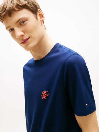 T-shirt uomo Tommy Hilfiger in cotone mercerizzato con logo ricamato – MW0MW43066DCC