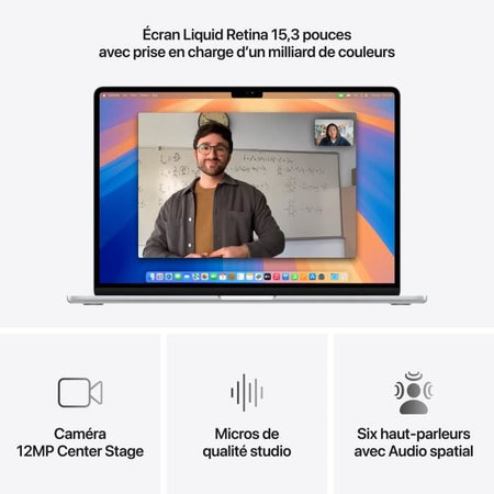 Apple - 15.3 MacBook Air M4 (2025) - 16 GB di RAM - 512 GB di spazio di archiviazione - CPU a 10 core - GPU a 10 core - Argento