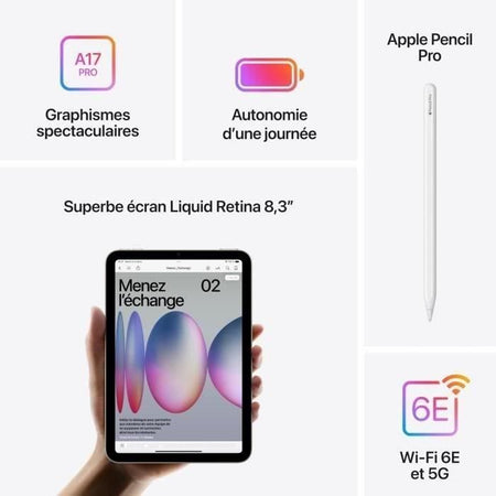 APPLE iPad mini (2024) - 8.3'' - WiFi + cellulare - 128 GB - Blu