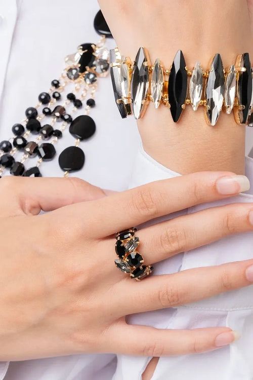 MYA ACCESSORIES | Anello elastico con pietre in vetro