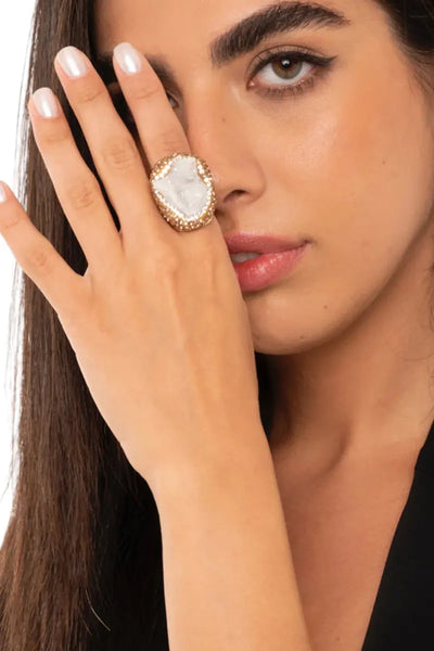 MYA ACCESSORIES | Anello in metallo regolabile con pietre