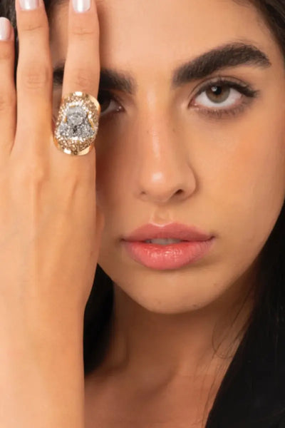 MYA ACCESSORIES | Anello in metallo regolabile con pietre