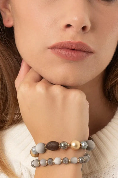 MYA ACCESSORIES | Bracciale elastico due linee con sfere