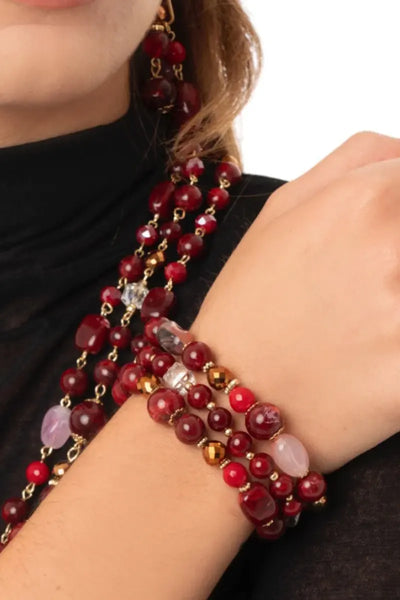 MYA ACCESSORIES | Bracciale elastico tre linee con pietre