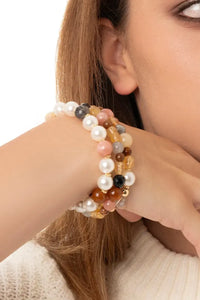 MYA ACCESSORIES | Bracciale elastico tre linee con sfere