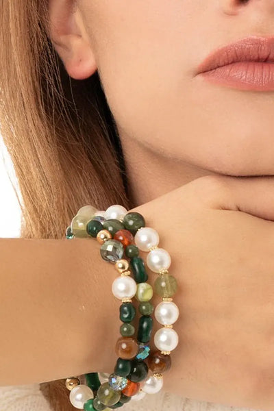 MYA ACCESSORIES | Bracciale elastico tre linee con sfere